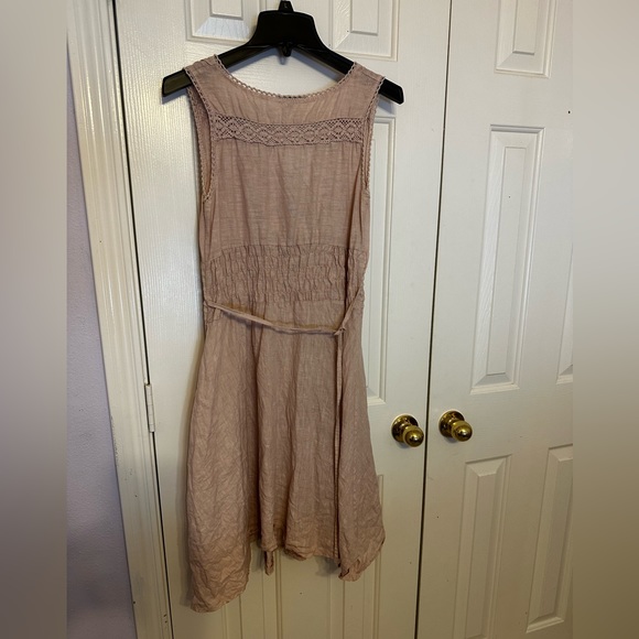 Linen summer dress Pizza Roma XS. Creamy dusty rose color. - Picture 6 of 6